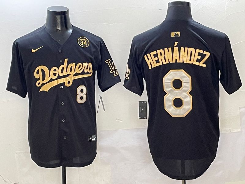 Men Los Angeles Dodgers #8 Hernandez Black Gold Game Nike 2025 MLB Jersey style 7